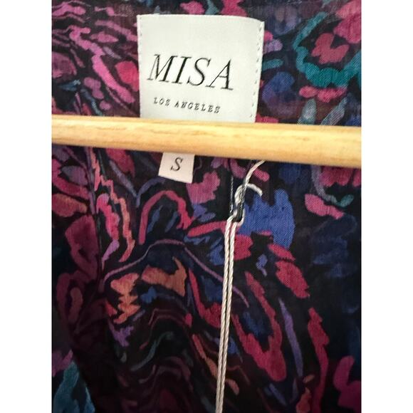 MISA Los Angeles Colette Boho Flutter Sleeve Romantic Satin Floral NWT S $445 - Picture 2 of 5
